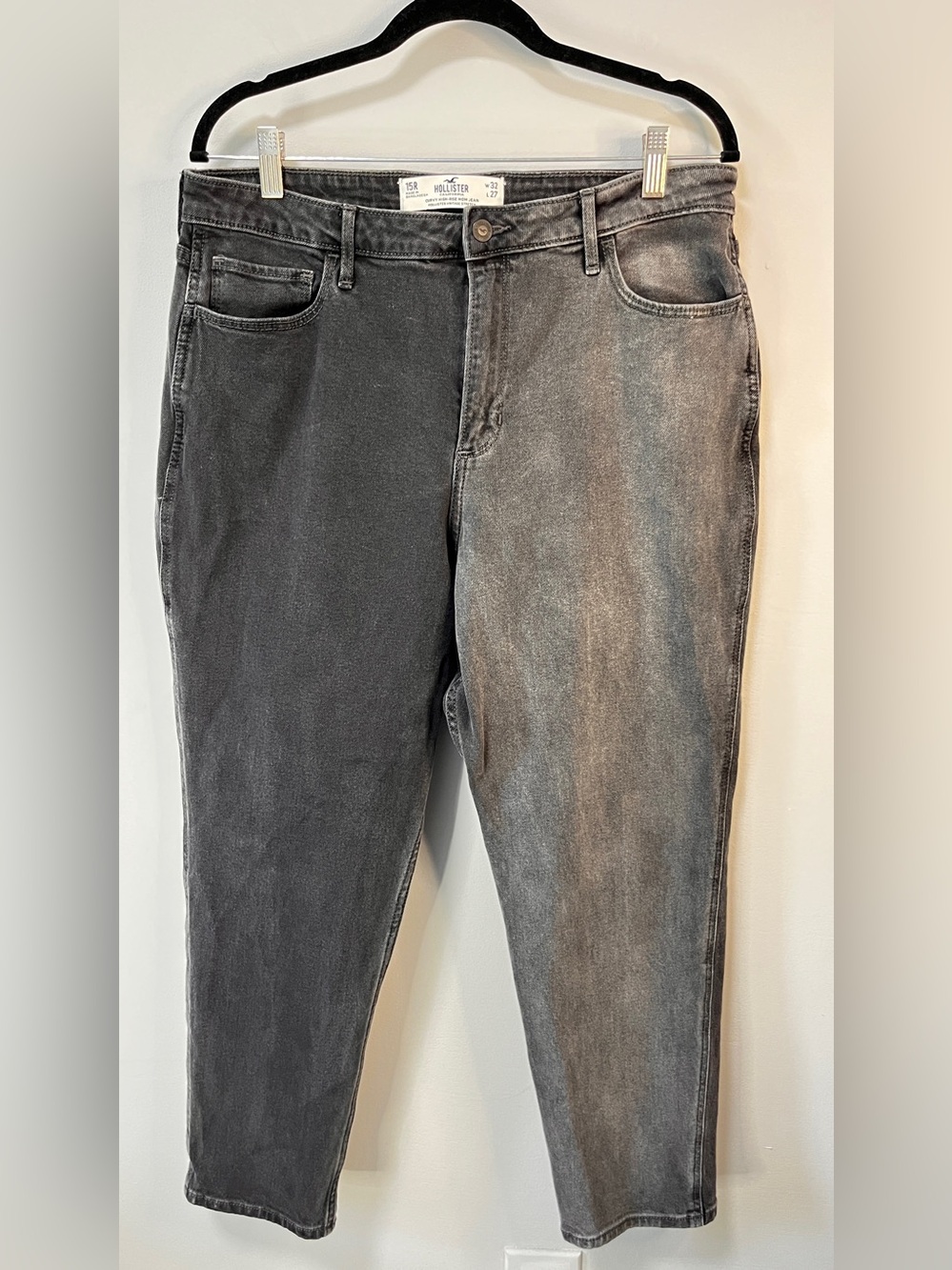 Hollister Two-Tone Black and Gray Split Jeans